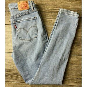 Levis 721 High Rise Skinny Blue Jeans Stretch Denim Women's Size 30 Light Wash